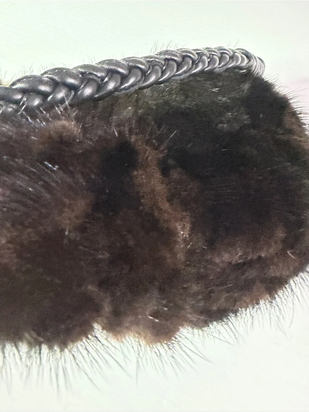 Paolo Masi Dark Mink Fur Shoulder Bag with Black Tassel - dark brown, black